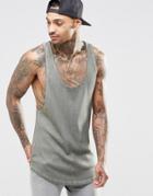 Asos Oil Wash Rib Tank With Extreme Racer Back In Green - Green