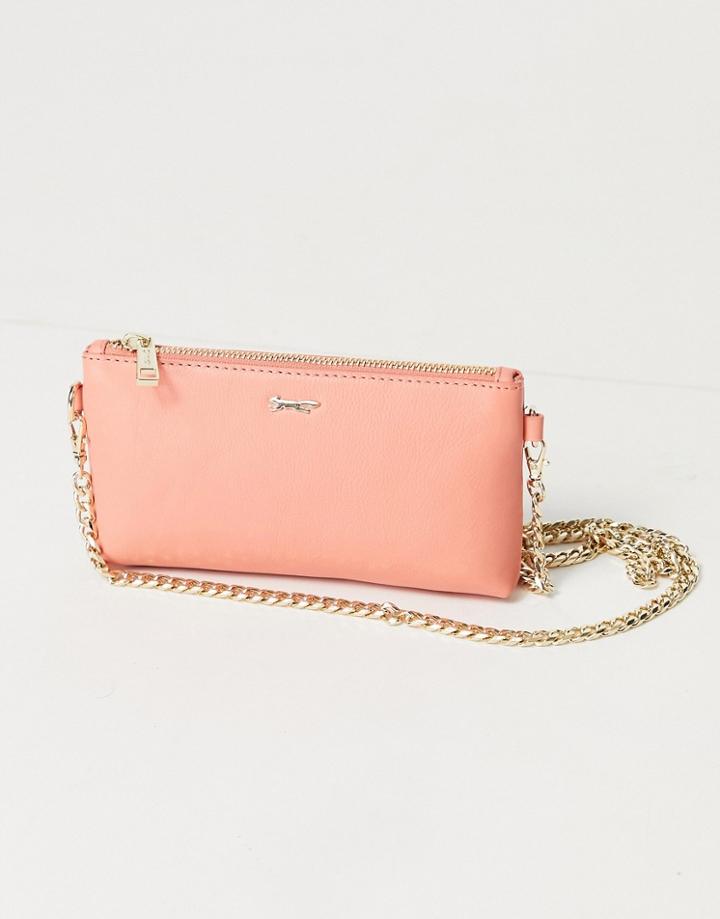 Paul Costelloe Leather Wallet Bag In Coral-orange