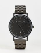 Christian Lars Mens Chunky Link Strap Watch In Black