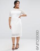 Asos Curve Cage Insert Bodycon Dress - Cream