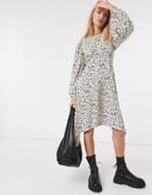 Vero Moda Mini Dress With Waterfall Hem In White Polkadot Print-multi