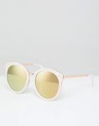 Asos Oversized Round Preppy Sunglasses With Rose Gold Flash - Pink