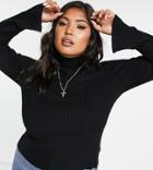 Threadbare Plus Ellie Split Sleeve Sweater In Black