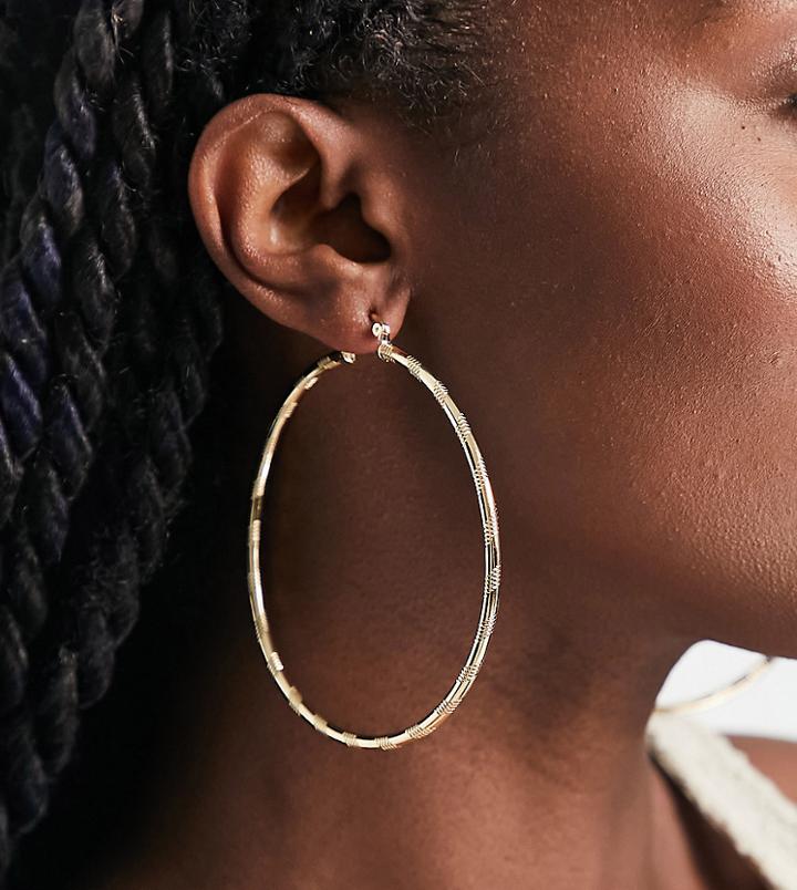 Image Gang 18k Gold Plated Essential Engraved Hoop Earrings