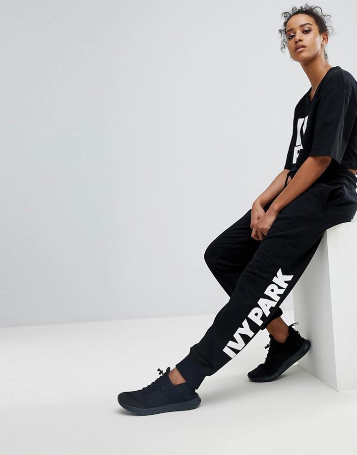 Ivy Park Logo Sweatpants In Black - Black