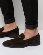 Asos Smart Loafers In Brown Suede With Snaffle Detail - Brown