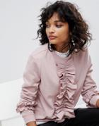 Y.a.s Parisa Sweat Top With Ruffle Front - Pink