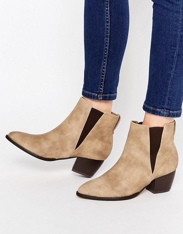 London Rebel Point Chelsea Boots - Beige