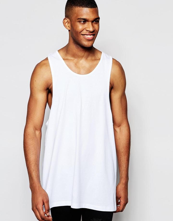 Asos Oversized Longline Tank With Extreme Racer Back - White