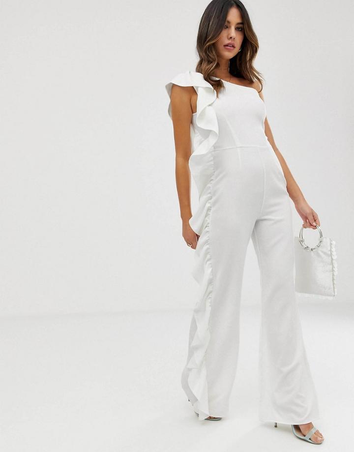 Unique21 One Shoulder Jumpsuit-white