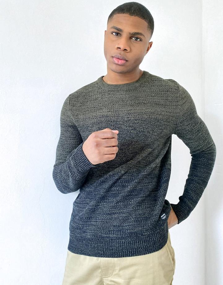 Jack & Jones Essentials Faded Knitted Sweater In Khaki-green