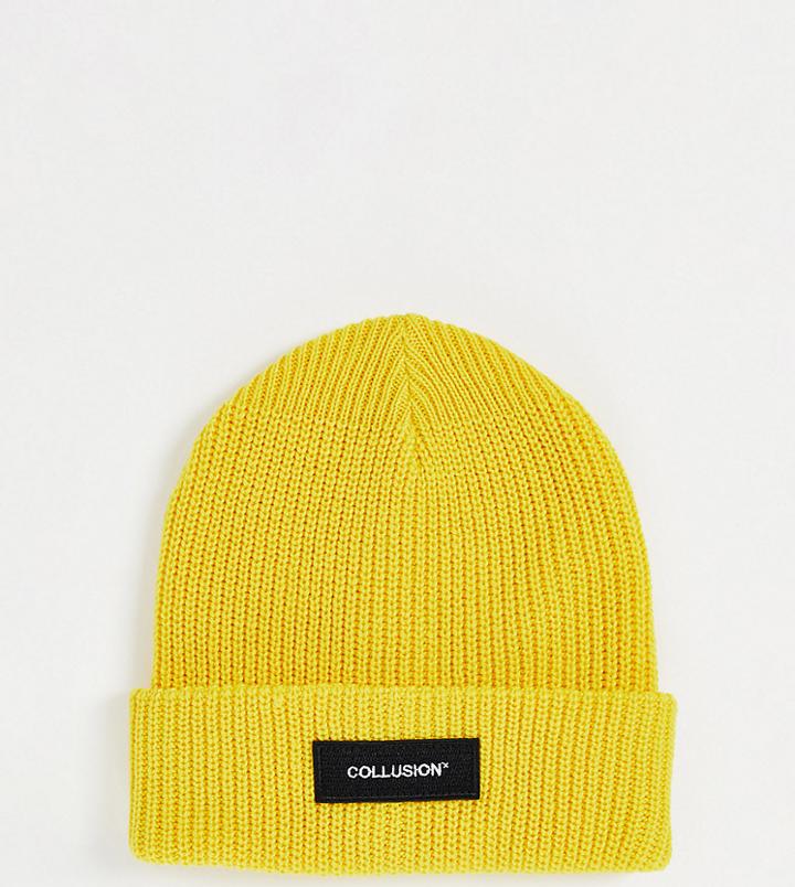 Collusion Unisex Beanie In Bright Yellow