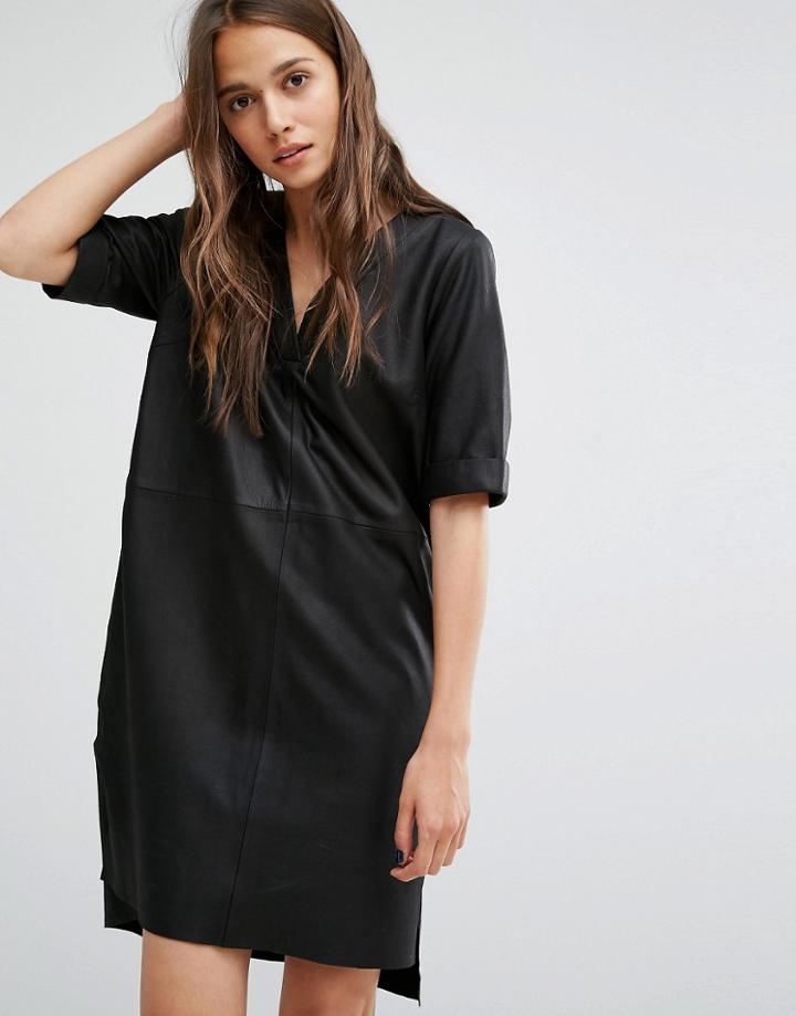 Selected Leather Dress - Black