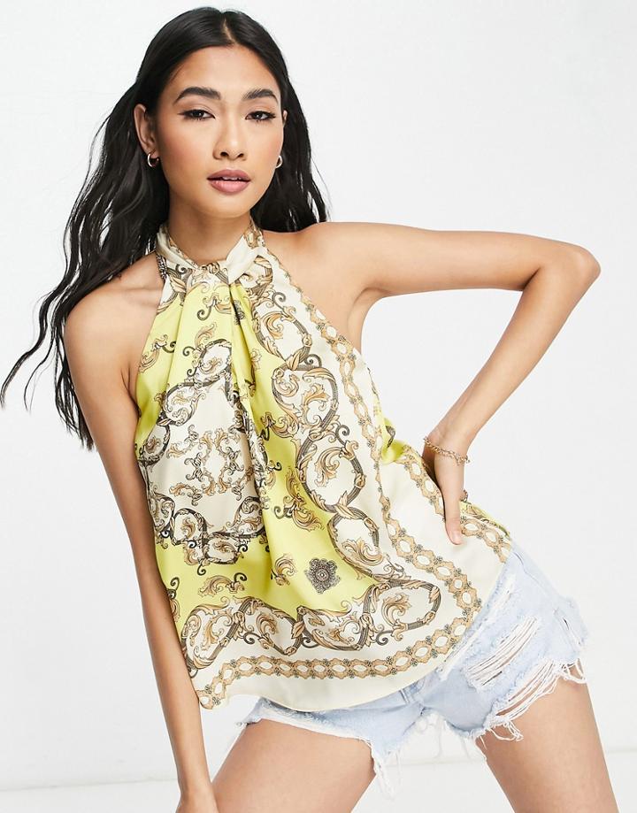 River Island Twist Neck Blouse In Yellow