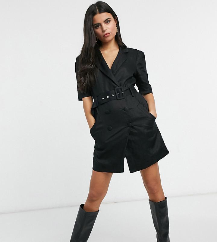 Collective The Label Petite Tux Mini Dress With Belt In Black