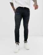 Jack & Jones Intelligence Skinny Fit Jeans In Black Wash - Black