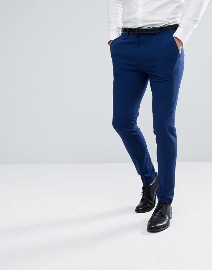 Asos Super Skinny Smart Pants In Royal Navy - Navy