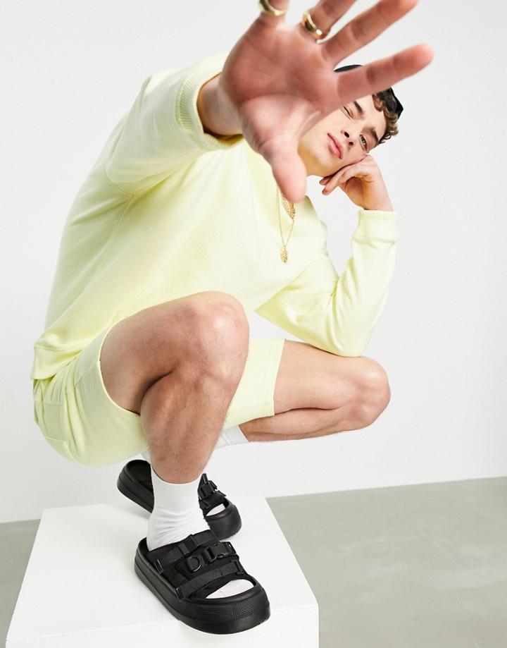 Asos Design Oversized Sweatshirt With Pin Tucks In Yellow - Part Of A Set
