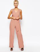 Fashion Union Belted Jumpsuit - Pink