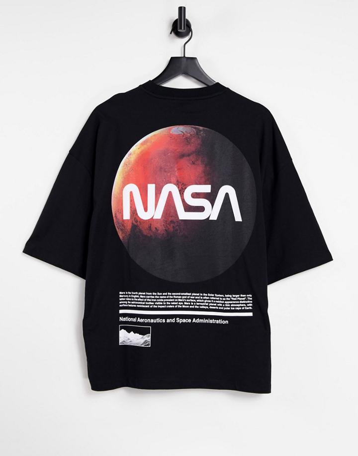 Asos Design Oversized T-shirt With Nasa Planet Print In Black