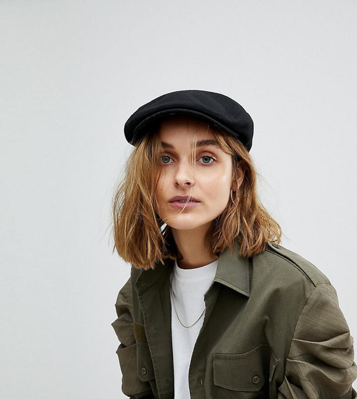 Reclaimed Vintage Inspired Wool Mix Flat Cap - Black