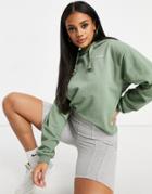 Na-kd Logo Print Hoodie In Dusty Green