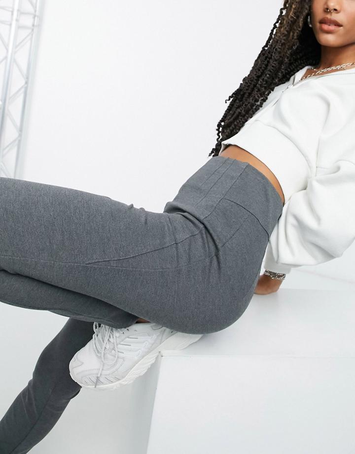 Vila Fitted Pants In Dark Gray-grey