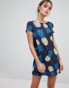 Liquorish Pineapple Print Shift Dress - Multi