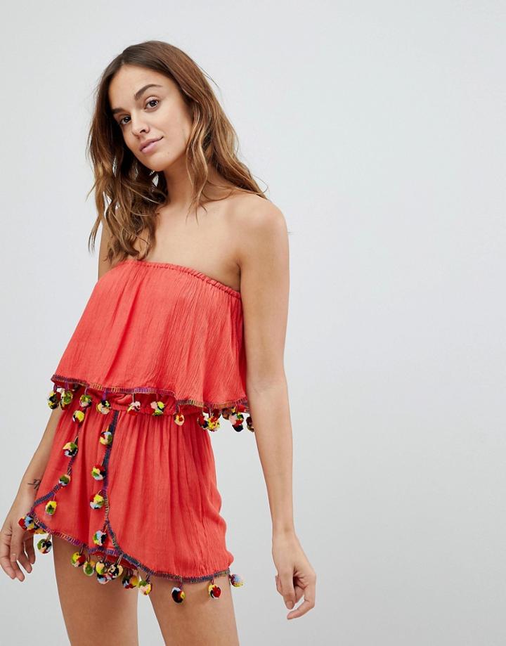 Surf Gypsy Beach Pom Pom Romper - Multi