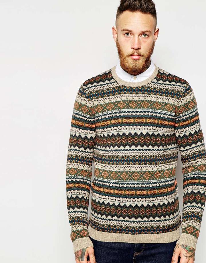 Asos Sweater With Fairisle Pattern - Camel