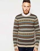 Asos Sweater With Fairisle Pattern - Camel