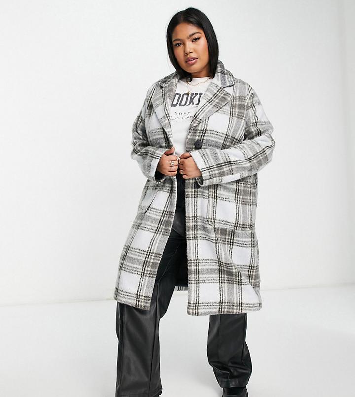 Influence Plus Oversized Coat In Plaid-multi