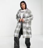 Influence Plus Oversized Coat In Plaid-multi