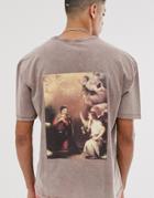 Heart & Dagger Tee With Back Print - Brown