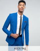 Asos Tall Super Skinny Suit Jacket In Royal Blue - Blue