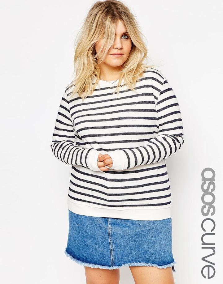 Asos Curve Ultimate Boyfriend Sweat Top In Stripe