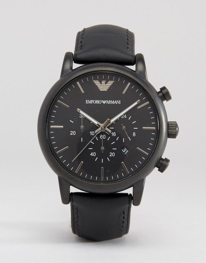 Emporio Armani Luigi Chronograph Silicone Lined Watch Ar1970 - Black