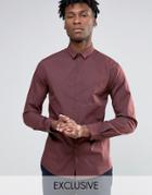 Noak Skinny Shirt In Melange - Brown