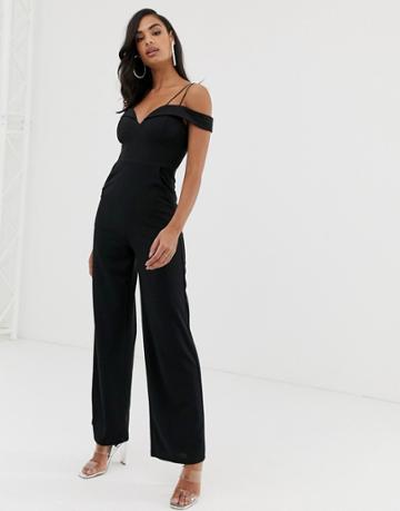 Scarlet Rocks Strappy Wide Leg Jumpsuit In Black - Black