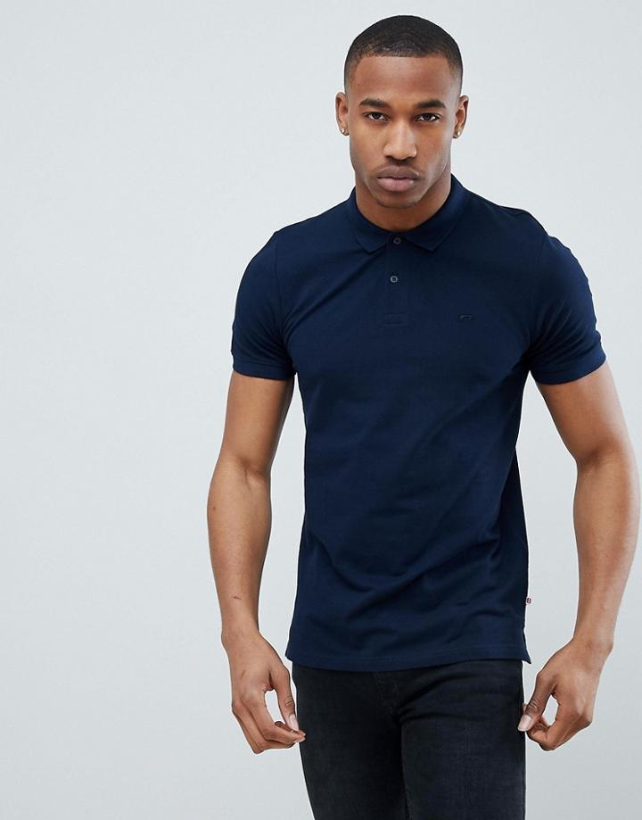 Jack & Jones Essentials Slim Fit Pique Logo Polo In Navy