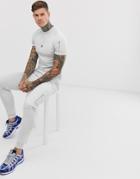 Asos Design Two-piece Skinny Longline T-shirt With Stretch And Curved Hem And Ma1 Pocket In White Marl