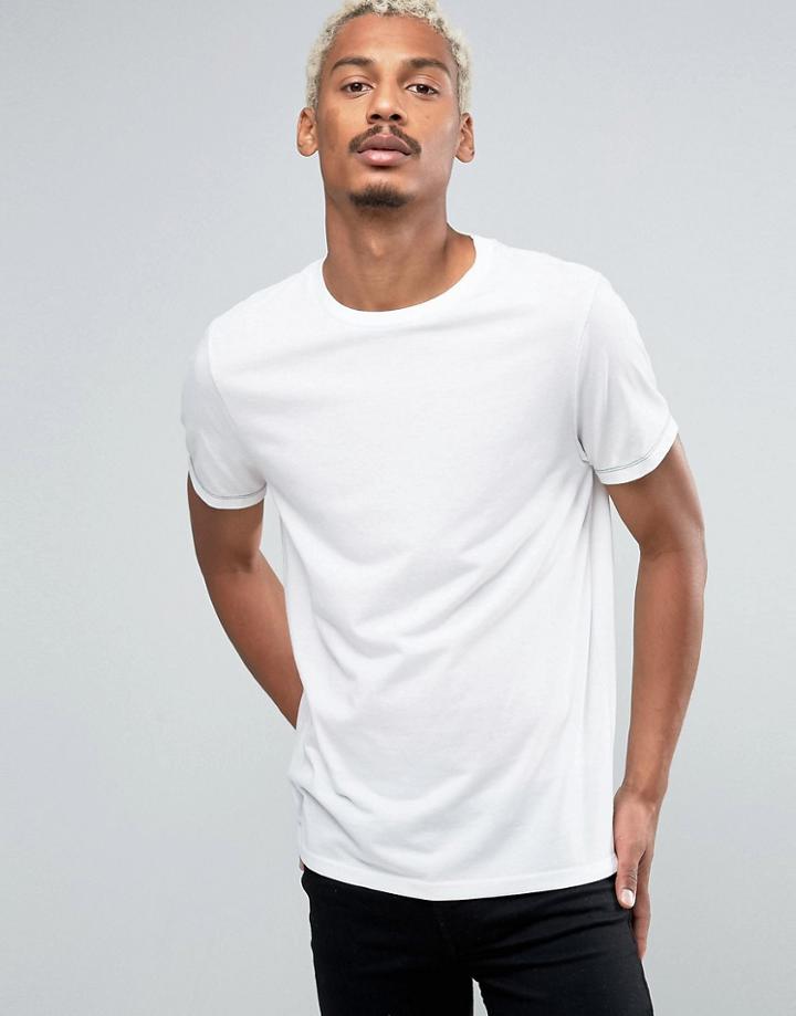 Asos T-shirt With Crew Neck In Off White - Green