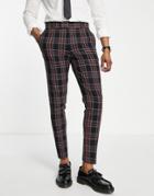 Asos Design Skinny Suit Pants In Tartan Check With Yellow Highlight-green