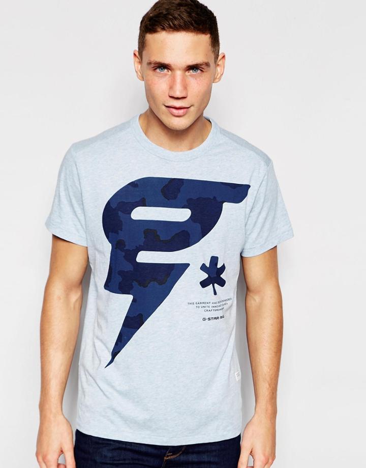 G-star T-shirt Oranium Crewneck G Camo Print In Sea Heather - Sea Htr