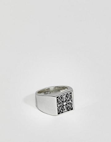 Rebel Heritage Celtic Cross Ring In Antique Silver - Silver