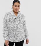 Glamorous Curve Blouse With Pussybow In Scattered Polka Dot-cream