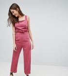 Fashion Union Tall Pinafore Jumpsuit With Tie Back - Pink