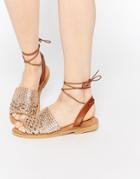 Asos Fruity Tutty Lace Up Sandals - Gold
