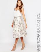 True Decadence Tall Floral Jacquard Midi Skirt - Multi