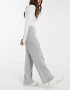 River Island Knitted Wide Leg Pants In Gray-grey